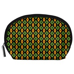 Green Yellow Rhombus Pattern Accessory Pouch by LalyLauraFLM