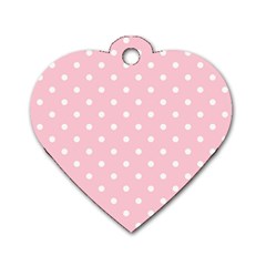 Pink Polka Dots Dog Tag Heart (one Side) by LokisStuffnMore