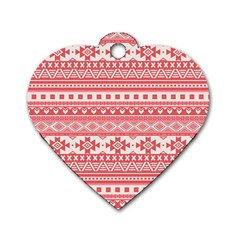 Fancy Tribal Borders Pink Dog Tag Heart (two Sides) by ImpressiveMoments