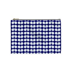 Blue And White Leaf Pattern Cosmetic Bag (medium) 