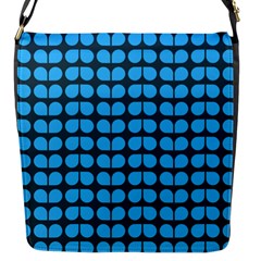 Blue Gray Leaf Pattern Flap Messenger Bag (s) by GardenOfOphir