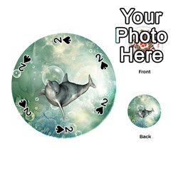 Funny Dswimming Dolphin Playing Cards 54 (round) 