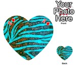 Turquoise Blue Zebra Abstract  Playing Cards 54 (Heart)  Front - Diamond2