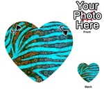 Turquoise Blue Zebra Abstract  Playing Cards 54 (Heart)  Front - Spade5