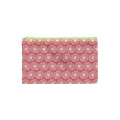 Coral Pink Gerbera Daisy Vector Tile Pattern Cosmetic Bag (xs) by GardenOfOphir