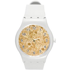 Flower Pattern In Soft  Colors Round Plastic Sport Watch (m)