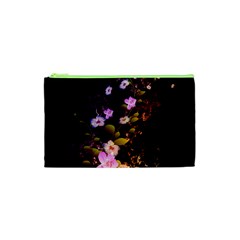 Awesome Flowers With Fire And Flame Cosmetic Bag (xs) by FantasyWorld7