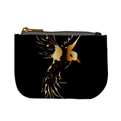 Beautiful Bird In Gold And Black Mini Coin Purses
