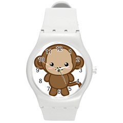 Kawaii Monkey Round Plastic Sport Watch (m)