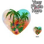 Tropical Design With Palm And Flowers Multi-purpose Cards (Heart)  Back 34