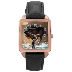 Beautiful Horse With Water Splash Rose Gold Watches by FantasyWorld7