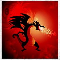 Funny, Cute Dragon With Fire Canvas 12  X 12  