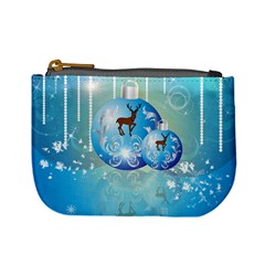 Wonderful Christmas Ball With Reindeer And Snowflakes Mini Coin Purses