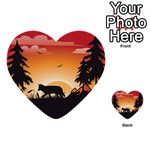 The Lonely Wolf In The Sunset Multi-purpose Cards (Heart)  Back 34