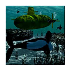 Submarine With Orca Tile Coasters