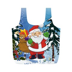 Funny Santa Claus In The Forrest Full Print Recycle Bags (m)  by FantasyWorld7