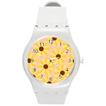 Sunflowers Everywhere Round Plastic Sport Watch (M) Front