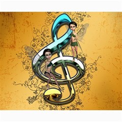 Music, Clef With Fairy And Floral Elements Collage 8  X 10 
