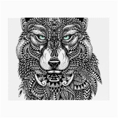 Intricate Elegant Wolf Head Illustration Small Glasses Cloth (2-side)
