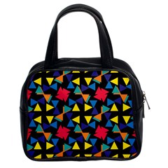 Colorful Triangles And Flowers Pattern Classic Handbag (two Sides) by LalyLauraFLM