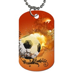 Soccer With Fire And Flame And Floral Elelements Dog Tag (two Sides) by FantasyWorld7