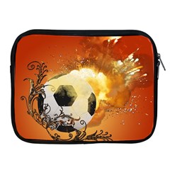 Soccer With Fire And Flame And Floral Elelements Apple Ipad 2/3/4 Zipper Cases by FantasyWorld7