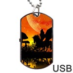 Beautiful Unicorn Silhouette In The Sunset Dog Tag USB Flash (Two Sides)  Back