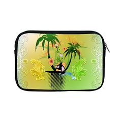 Surfing, Surfboarder With Palm And Flowers And Decorative Floral Elements Apple Ipad Mini Zipper Cases by FantasyWorld7