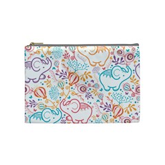 Cute Pastel Tones Elephant Pattern Cosmetic Bag (medium)  by Dushan