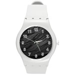 LONG HAIRED BLACK CAT FUR Round Plastic Sport Watch (M) Front