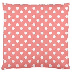 Coral And White Polka Dots Standard Flano Cushion Cases (two Sides)  by GardenOfOphir