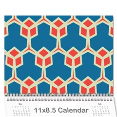 Orange Shapes On A Blue Background 18 Month Calendar