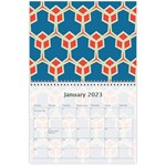 Orange shapes on a blue background 18 month calendar Jan 2023