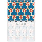 Orange shapes on a blue background 18 month calendar Oct 2023