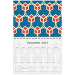 Orange shapes on a blue background 18 month calendar Dec 2023