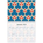 Orange shapes on a blue background 18 month calendar Jan 2024