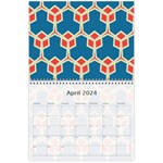 Orange shapes on a blue background 18 month calendar Apr 2024