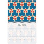Orange shapes on a blue background 18 month calendar May 2024