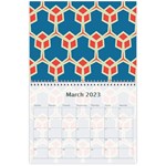 Orange shapes on a blue background 18 month calendar Mar 2023