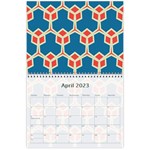 Orange shapes on a blue background 18 month calendar Apr 2023