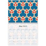 Orange shapes on a blue background 18 month calendar May 2023
