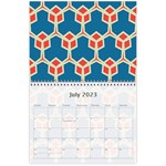 Orange shapes on a blue background 18 month calendar Jul 2023
