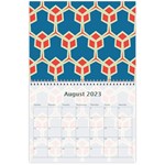Orange shapes on a blue background 18 month calendar Aug 2023