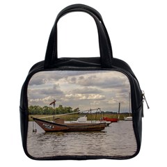 Fishing And Sailboats At Santa Lucia River In Montevideo Classic Handbags (2 Sides) by dflcprints