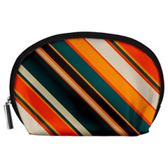 Diagonal Stripes In Retro Colors Accessory Pouch by LalyLauraFLM