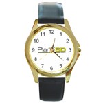 Logo Med Round Gold Metal Watch Front