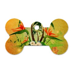 Tropical Design With Flowers And Palm Trees Dog Tag Bone (one Side) by FantasyWorld7