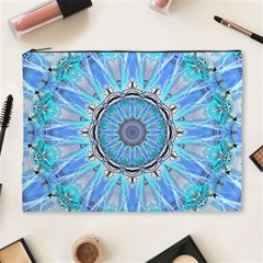 Sapphire Ice Flame, Light Bright Crystal Wheel Cosmetic Bag (xl)