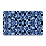 Indigo Check Ornate Print Magnet (Rectangular) Front