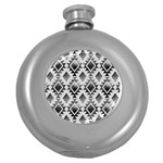 Hand Painted Black Ethnic Pattern Round Hip Flask (5 oz) Front